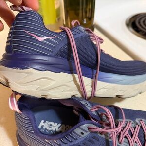 Hoka Navy and Pink Athletic Sneakers
